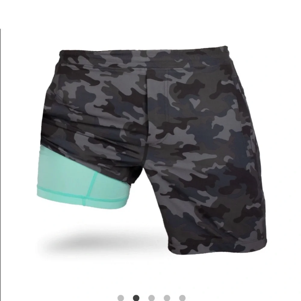 BIRDDOGS GRAY CAMO GYM SHORTS LONG 9” sz Small built in Underwear - Picture 10 of 10